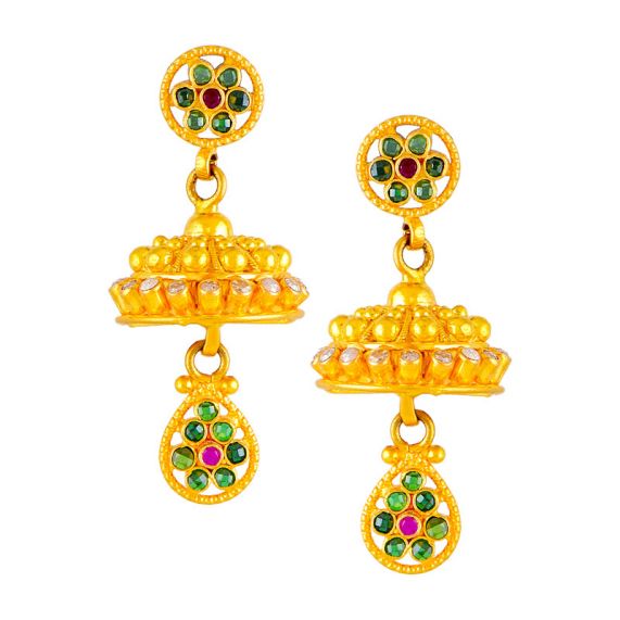 Ruby Polki earrings/Kundan earrings /Dull Antique gold Chandbali/ Indi |  Erajewels
