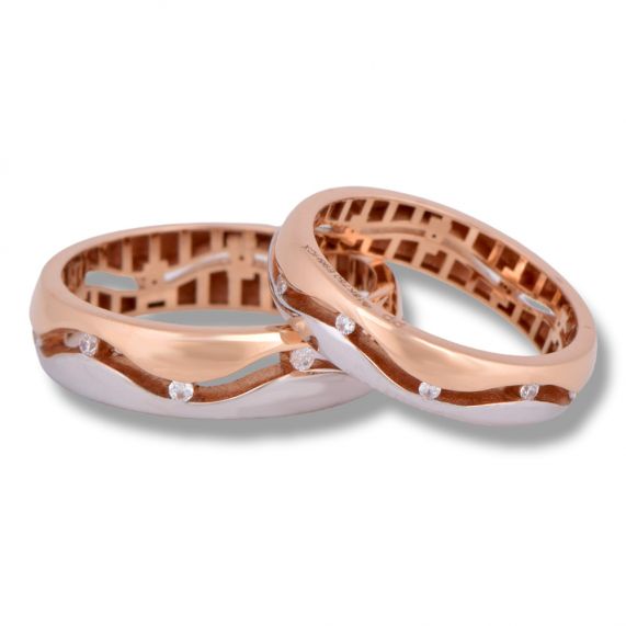 Buy the Rose Gold Modern Love Couple Rings - Silberry