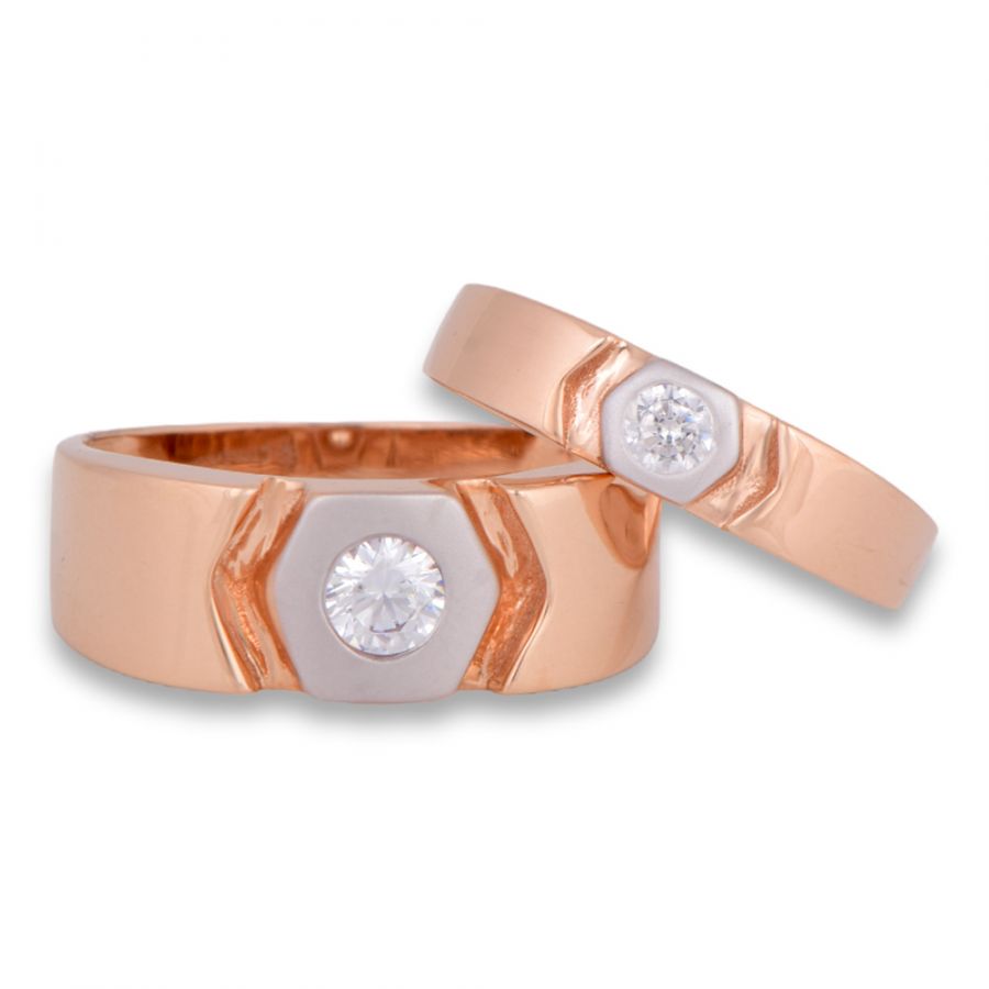 Radiant Love: Rose Gold Solitaire Couple Ring For Wedding and Anniversary -  Gem O Sparkle