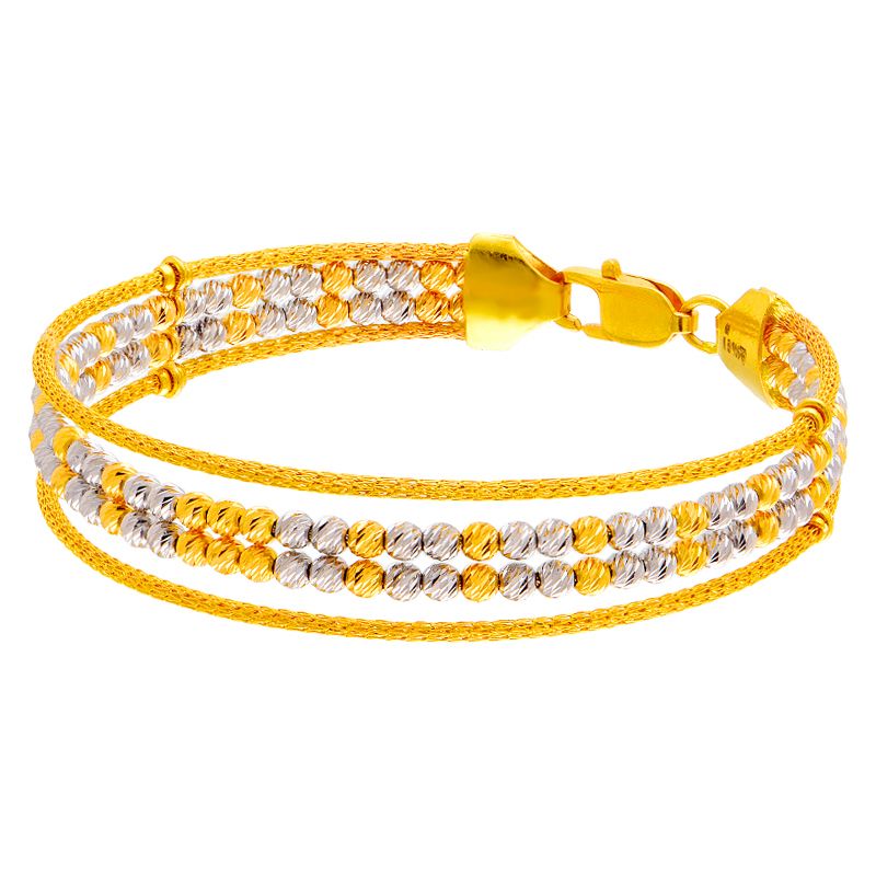 Evil Eye Gold Polish Kada Bracelet With Moon And Stars