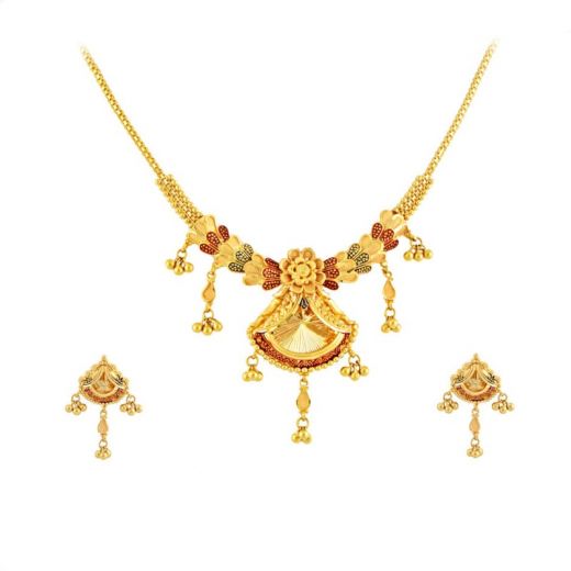 Bengali Short Gold Necklace Set